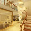 Modern Crystal Chandeliers American Long Gold Chandelier Lighting Fixture European Luxurious Droplight 3 White Light Colors Dimmab251W