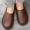 Pantoufles Solide bleu marron noir en cuir pantoufles hommes chambre chaussures homme été printemps automne pantoufles mâle diapositives arrivées 231215