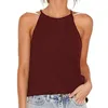 Kvinnors tankar Kvinnor Summer T-shirt ärmlös Halter Solid Color Tank Top Kvinna 2023 Hösten Sexig blus damer Chic Young Tees