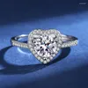 Cluster-Ringe JECIRCON 1/2 Moissanit Ring für Frauen 925 Sterling Silber Herzförmiger Diamant Ehering Valentinstag Schmuck Geschenk