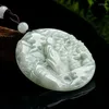 Pendentif Colliers Naturel Jade Paysage Peinture pour homme et femme Fengshui Amulette géomantique Talisman symbolisant le bonheur de la liberté