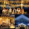 Autres fournitures de fête d'événement Décoration de Noël LED Icicle Rideau Lumières Guirlande de rue extérieure sur la maison Année de mariage d'hiver 2024 220V EU 231214