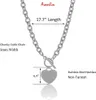 Pendant Necklaces Avanlin heart-shaped toggle necklace silver stainless steel pendant neck chain necklace jewelry for women and girls