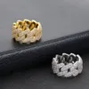 Bröllopsringar Fashionabla Hiphop Mens Shiny Cubic Zirconia Double Row Ice Diamond Cubic Chain Jewelry 231214
