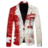 Men's Suits Blazers Fashion Santa Claus Print Suit Jacket Men's Christmas Coat Autumn Winter Men Blazer Jackets For Men Christmas Party Jackets 231214