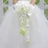 Decorative Flowers Wreaths Wedding bride holding flower PU calla lily drill buckle water drop waterfall po holding bouquet bridesmaid flower 231214