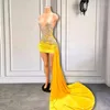 Party Dresses Sexy Yellow Sparkly Diamonds Prom Dress Sweetheart Glitter Crystals Rhinestone Beads Birthday Coctail Gowns Robe De Ball