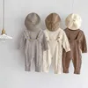 Kläderuppsättningar 2023 Autumn Baby Clother Suit Knit övergripande och solid tröja spädbarnsutrustning R231215