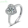 Cluster-Ringe JECIRCON 1/2 Moissanit Ring für Frauen 925 Sterling Silber Herzförmiger Diamant Ehering Valentinstag Schmuck Geschenk