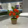 Kerstversiering Kunstmatige Gehaakte Oranje Planten Bonsai Nepbloemen Ingemaakt Voor Slaapkamer Huis Tuin Woonkamer Bureau Buiten Jaar Decoratie 231215