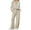 Kvinnors tvådel Pants 2 -stycken sportkläder överdimensionerade halva dragkedja med dragkedja långärmad tröja jogging byxor set med fickor 231214