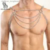 Other Fashion Accessories Sexy Men Lingerie Chest Chain Hollow Out Metal Harness Bo Fetish Beach Aesthetic Accessories Festival Costume Gay Sissy ChainsL231215