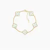 Brand Bracelet Four Leaf Grass Five Flower Bracelet Women's Trendy Versatile Natural Fritillaria 18k Thick Electroplated High Grade Feel Handicraft