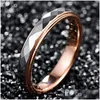 Solitaire Ring Solitaire Ring Nuncad 4Mm Tungsten Carbide Surface Polished Rhombus Shaped Batch Rose Gold Plating Side Step Steel Wedd Dhdlj