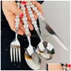 Zestawy naczyń obiadowych Zestaw Pearl Sierware na 4 łyżki Noże widelce 18/10 ze sobą sztućce sztućce Hammered Home Gard Dress Dhaue