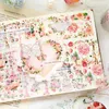 Present wrap vintage rose blommor washi tejp pet skräp journal efemera dekorativ daisy maskering söta klistermärken scrapbooking material