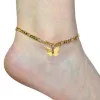 Dames enkelbeenarmband Strandsieraden Dames 14k geelgouden Figaro-ketting met harthanger Enkelbanden voor dames