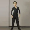 Palco desgaste preto traje de dança latina mantas manga tops calças salão tango dança roupa prática chacha roupas dl11465