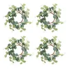 Dekorativa blommor Candle Garland Artificial Eucalyptus Mistletoe Wreaths Green 25 x 25 cm Plastic Pole 4st Wedding Table Party Home Decor