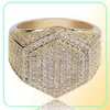 Hip Hop Cube Diamond Copper Gold Silver Color Plated Iced Out Micro Pave Cubic Zircon Ring for Mens Women Jewelry Rings278f5416632