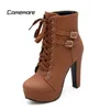 Stiefel Comemore Herbst Winter Knöchelschuh Kurzer Stiefel Weibliche Schnürung Y-Plattform High Heel 12 cm 2023 Große Größe 43 231214