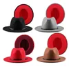 Chapeaux à large bord Jovivi Mode Deux Tons Rouge Bas Panama Trilby Cap Laine Feutre Fedora Chapeau Casual Jazz Pour Hommes FemmesWideWide Pros22277d