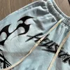 Herrenshorts Hellstar Retro Washed Light Blue Kurzarm Kordelzug High Street 1 Label Bedruckter Schlingenstoff Paar Freizeitkleidung 231215