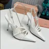 Patent leather slingback pumps heels with buckle embellished stiletto sandals 100mm Dress shoes women's Luxury Designer High-heeled pointed toe Evening Dress shoes