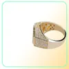 Hip Hop Cube Diamond Copper Gold Silver Color Plated Iced Out Micro Pave Cubic Zircon Ring for Mens Women Jewelry Rings278f5416632