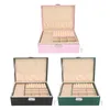 Bolsas de jóias 2 camadas caixa dupla macia pu organizador de armazenamento de couro com bloqueio para colar pulseira brincos