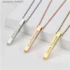 Pendant Necklaces eManco Four Sides Engraving Personalized Square Bar Custom Name Necklace Stainless Steel Pendant Necklace Women/Men GiftL231215