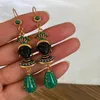 Boucles d’oreilles pendantes vintage noir mauresque égyptien antique broche antique