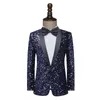 Men's Suits Blazers Dress Sequins Stage Performance Suit Host Singer Navy Coat Man Jacket 231215