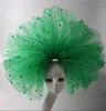 Super grande fio macio pogal cocar halloween carnaval palco passarela acessórios para o cabelo desempenho de natal headwear