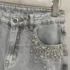 Kadın Kot Kore tarzı Sonbahar Moda Kadın Yüksek Kaliteli Rhinestone Yüksek katlı marka tasarımcısı düz denim pantolonlar C302