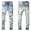Jeans pour hommes Designer Mens Denim Pantalons de broderie Mode Trous Pantalon Taille US 28-40 Hip Hop Pantalon à glissière en détresse pour homme 2022 Top Sellb2aj