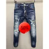 Kerstkorting 50 kortingJeans Heren Gat Lichtblauw Donkergrijs Italië Man Broek Broeken Street chic denim Skinny Slim Straight Biker Jean voor dames D2 Topkwaliteit 4456 S