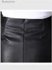 Kvinnors shorts 2023 Autumn Winter Vintage Stretch Pu Leather Shorts Kvinnor Hög midja Simple Office Lady Slim Black Mante A-Line Shorts Fel231215