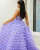 Robe de soirée formelle imprimée lilas 2k24, trou de serrure, rosette, volants floraux, concours de beauté, soirée de bal, événement Hoco Gala, cocktail, tapis rouge, robe de danse, séance photo, fente