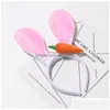 Cappelli da festa Fluffy Bunny Ear Head Aband - Proppetti per il palcoscenico cosplay per Adts Accessorio in costume ispirato alla carota con cravatta per capelli drop de homefavor dhfon