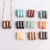 Pendant Necklaces 12PCS High Quality Crystal Hexagonal Natural Stone Pendants Fashion Jewelry Making Necklace Healing Pendulum For