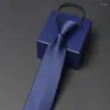 Bow Ties Fashion Men 7cm dragkedja 2023 Märke högkvalitativt affärsarbete nacke för klassisk bröllopsfest slips med presentförpackning