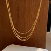 Colares de pingente de seda colar moda personalizado multi-camada borla clavícula corrente titânio aço banhado 18k jóias de ouro