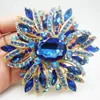 Pins Brooches Fashion Luxury Design Vintage Style Blue Oval Flower Pendant Brooch Pin Crystal Gold Tone Multicolor Selection 231214