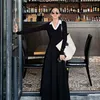 Urban Sexiga klänningar Elegant veckad stickad klänning Koreansk stil A-line Slim Long Dress Women's Clothing Luxury Autumn Winter Dress 231215
