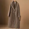 Trench da donna Maillard Patchwork in lana 90 Piumino d'anatra bianca per l'inverno Plaid cinese di fascia alta di media lunghezza