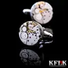 Manschettkroppar Kflk Märke högkvalitativ mekanisk manschettknappar Mens Silvery Cuff Links Wedding Gift French Shirt Button Ankomst Gäster 231214