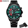 スポーツクロノグラフ機能Quartz Watch 8402 Curren Men's Stainless Steenles Alloy Waterfroof Smart Watchラウンドバックル