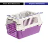 Cage de transport pour chien à deux portes, chenil en plastique à chargement par le haut pour animaux de compagnie, violet, 19 pouces