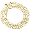 Mens Real 10k Yellow Gold Figaro Chain 4mm Halsband Hög polerad 16-30 tum191i